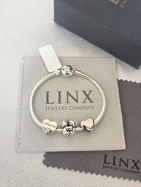 Linx Snake Chain Bracelet with Niece Themed Charms 925 sterling silver